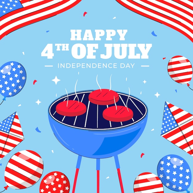 アメリカの独立記念日のフラットイラスト