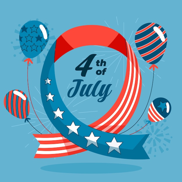 Vector flat illustration for american 4th of july holiday celebration