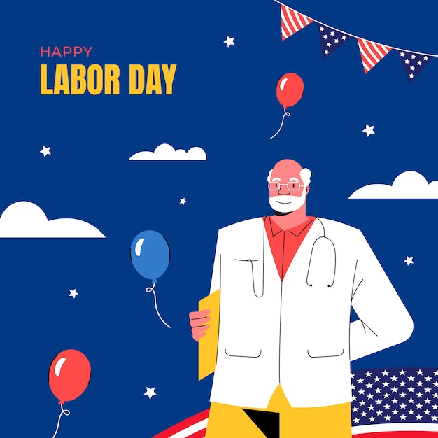 Vector flat illustration for american labor day celebration