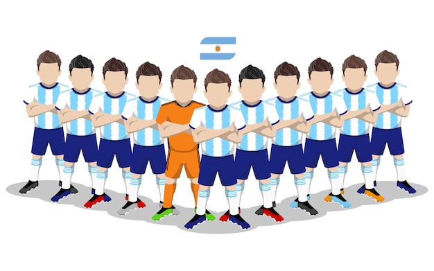 Vector flat illustration of argentina national football team