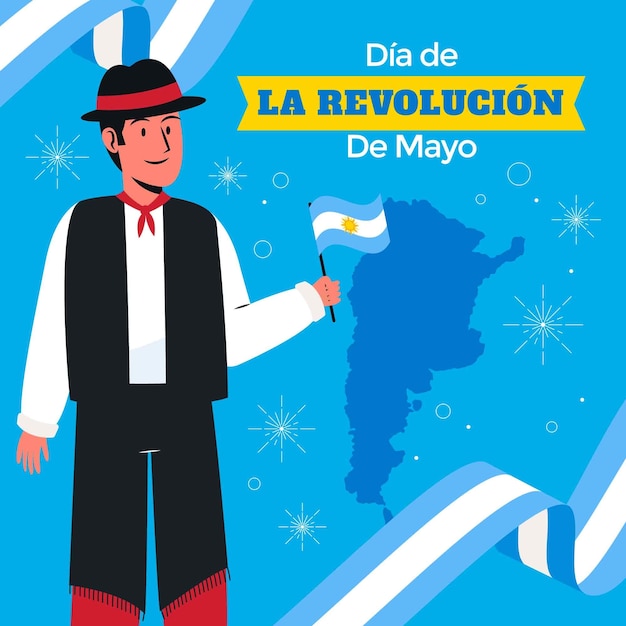 Vettore illustrazione piatta per la rivoluzione di maggio argentina