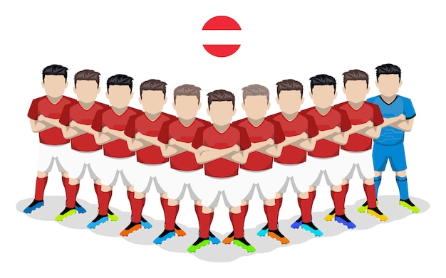 Vettore illustrazione piana della squadra di calcio nazionale austriaca per la competizione europea