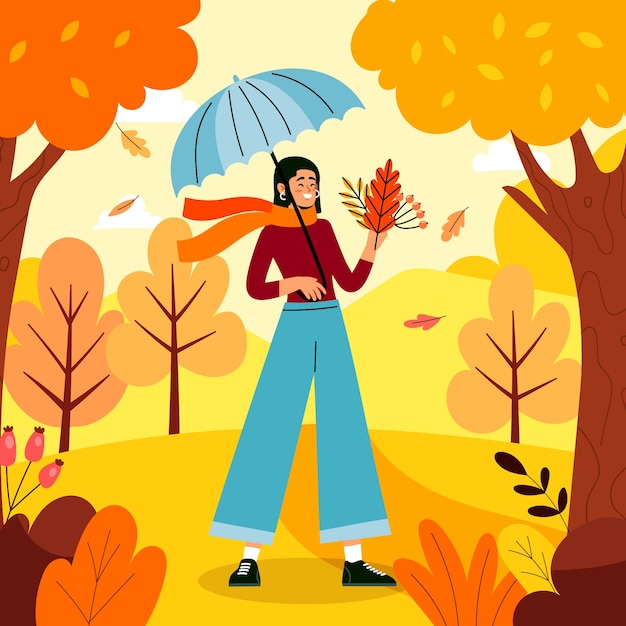 Vettore illustrazione piatta per la celebrazione dell'autunno
