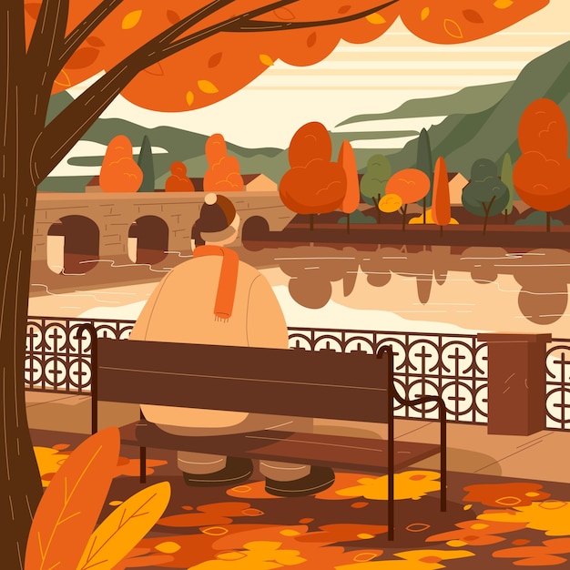 가을 축하를위한 평면 그림