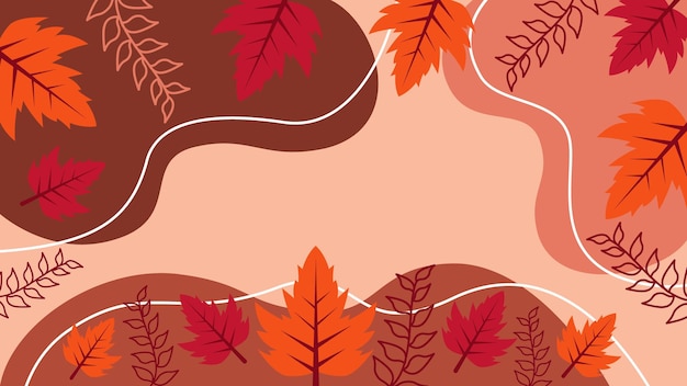 Flat Illustration Autumn Leaf Floral Thanksgiving Background Design