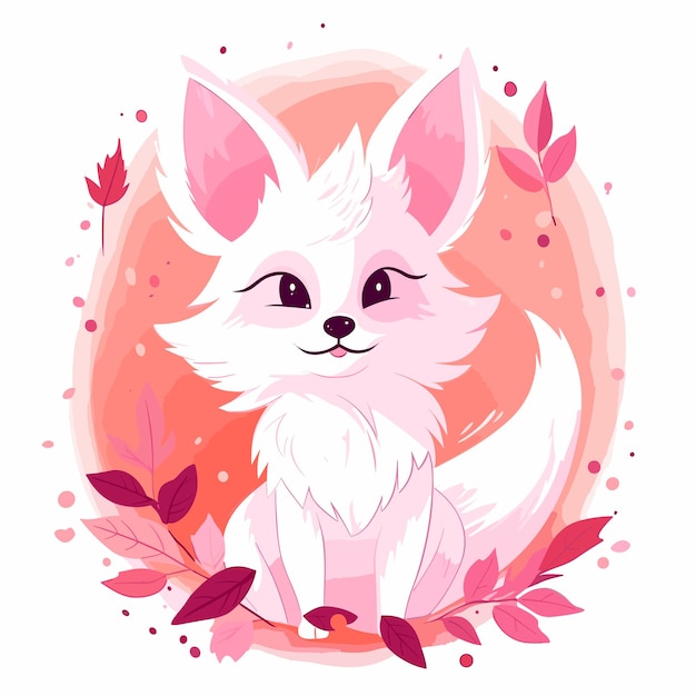 flat illustration for autumn Watercolor fox Cartoon animal