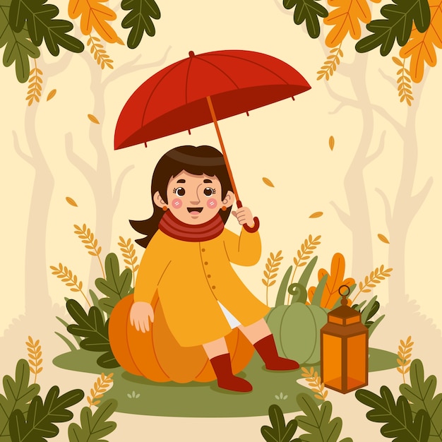 Vector flat illustration for autumn
