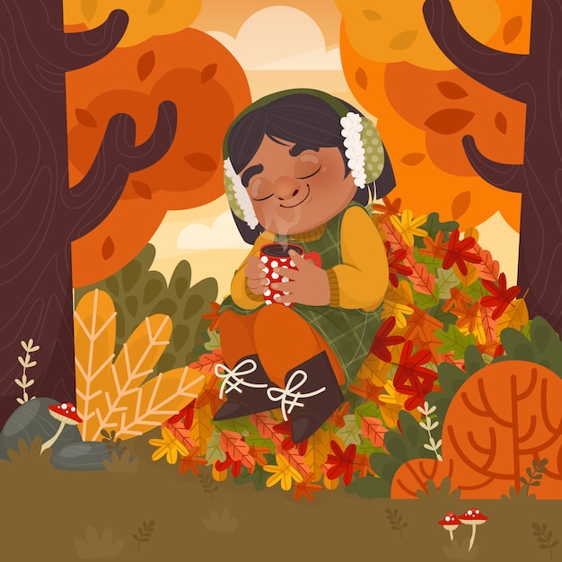 flat illustration for autumn