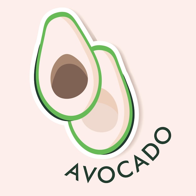 Flat illustration of avocado isolated on background simple icon for menu smoothie recipes