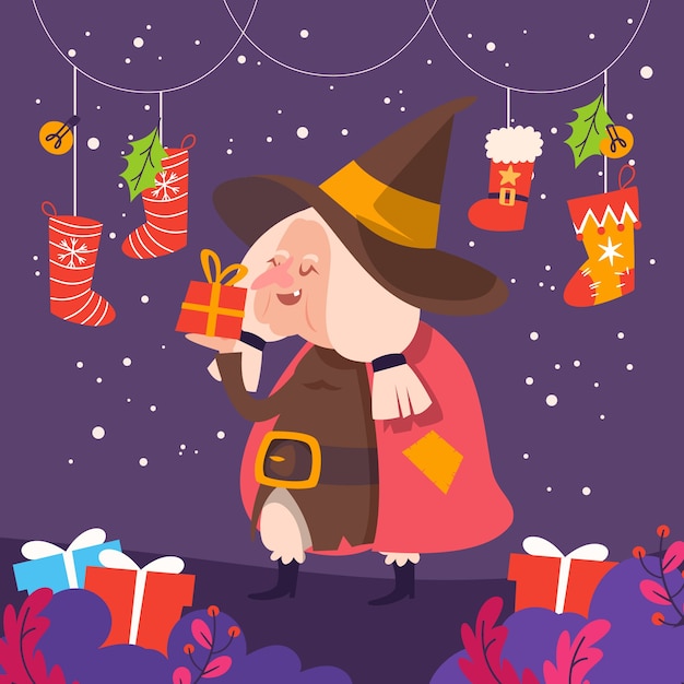 Плоская иллюстрация для befana