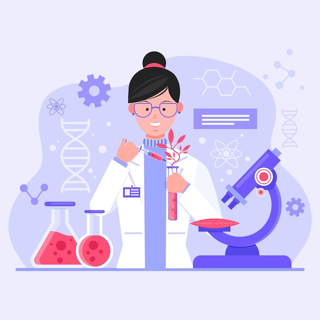 Плоская иллюстрация концепции биотехнологии