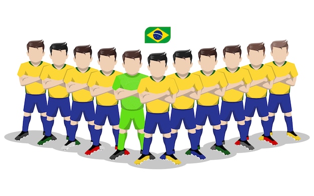 Flat Illustration of Brazil National Football Team for South America Competition