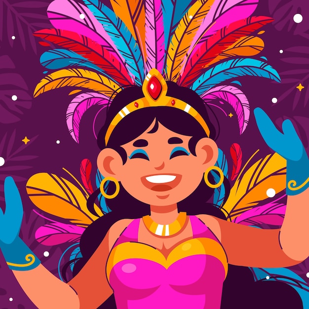 Flat illustration for brazilian carnival celebration