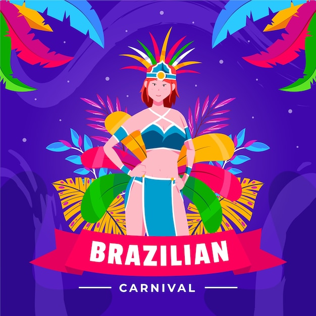 Vettore illustrazione piatta per la celebrazione del carnevale brasiliano