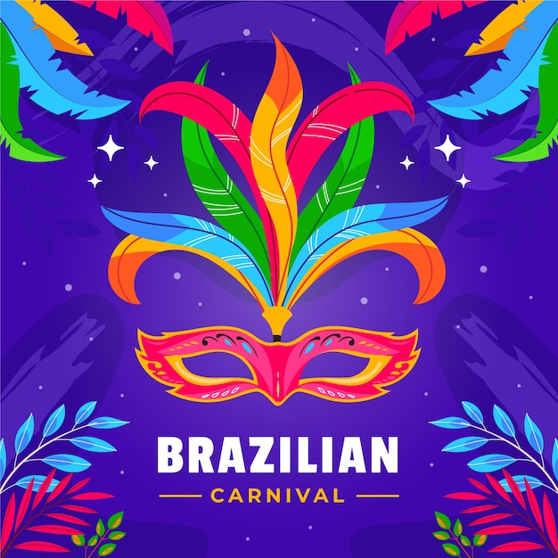 Illustrazione piatta per la celebrazione del carnevale brasiliano