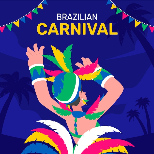 Vettore illustrazione piatta per la celebrazione del carnevale brasiliano