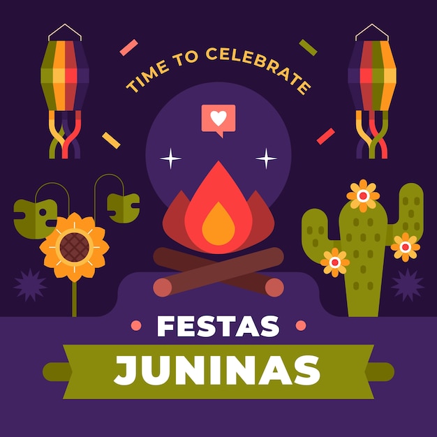 Плоская иллюстрация к бразильскому празднику festas juninas