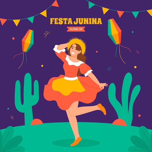 Illustrazione piatta per la celebrazione brasiliana di festas juninas