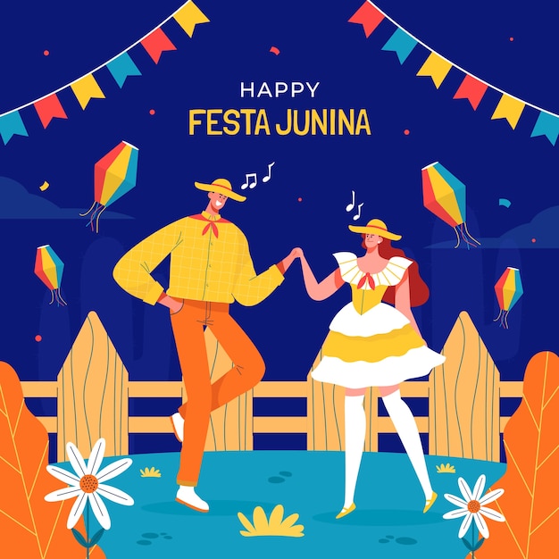 Illustrazione piatta per le celebrazioni brasiliane di festas juninas