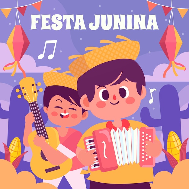 flat illustration for brazilian festas juninas celebrations