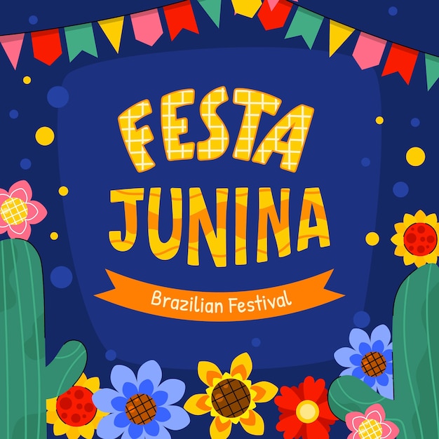 브라질 festas juninas 행사에 대한 평면 그림