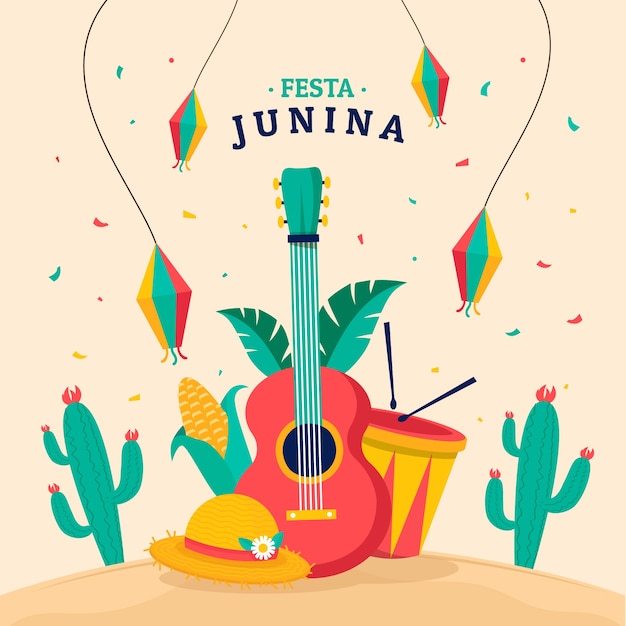 Illustrazione piatta per le celebrazioni brasiliane di festas juninas