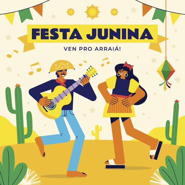 Illustrazione piatta per le celebrazioni brasiliane di festas juninas