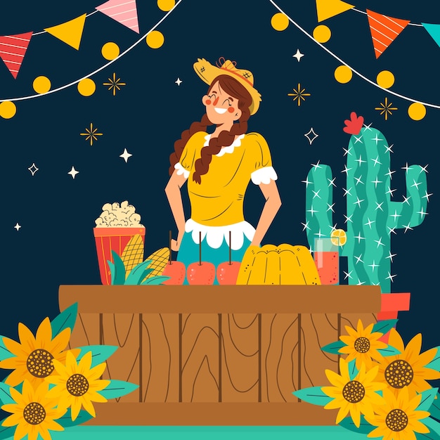 Vector flat illustration for brazilian festas juninas celebrations