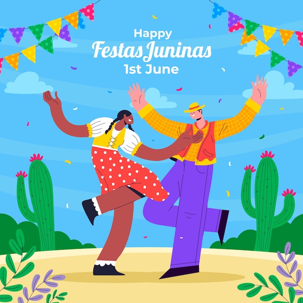 Vector flat illustration for brazilian festas juninas festivities