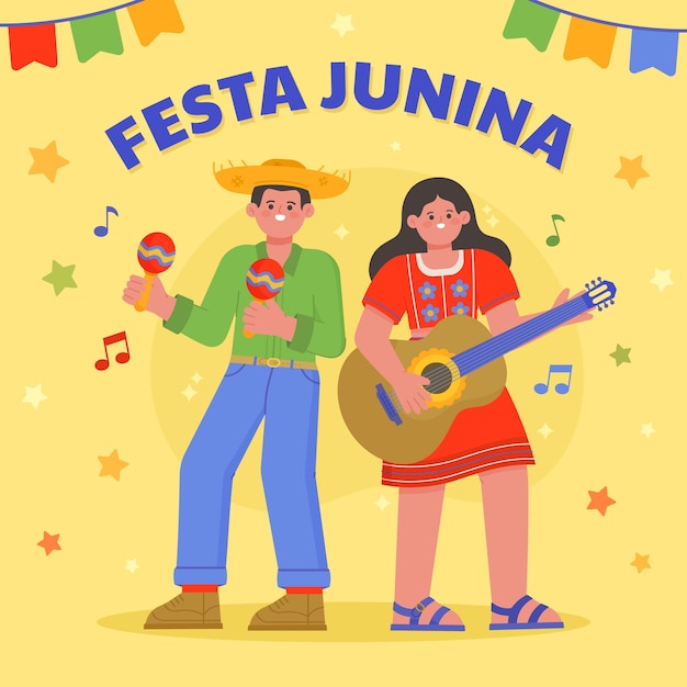 Vettore illustrazione piatta per le festività brasiliane delle festas juninas