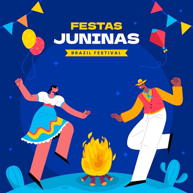 Vector flat illustration for brazilian festas juninas festivities