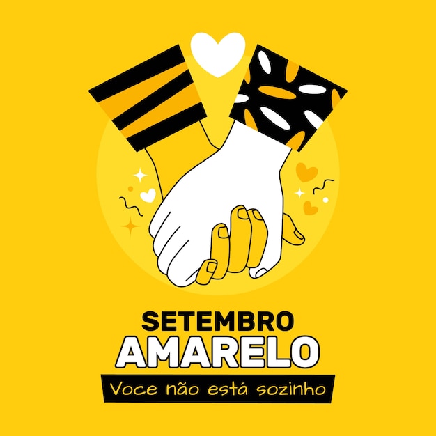 브라질 노란색 9월 인식을 위한 평면 그림