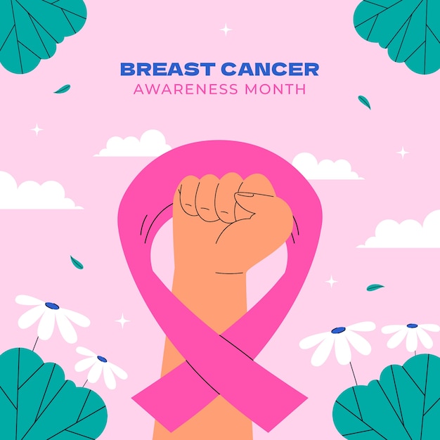 Flat illustration for breast cancer awareness month