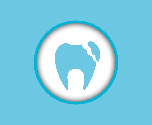 Flat illustration of a Broken tooth, icon.