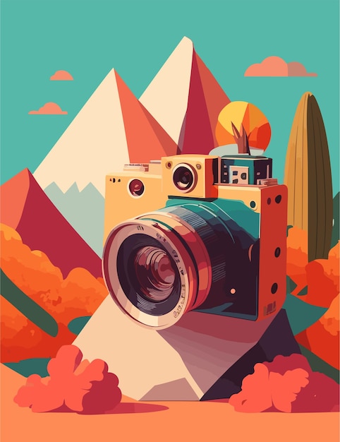 Vector flat illustration of camera