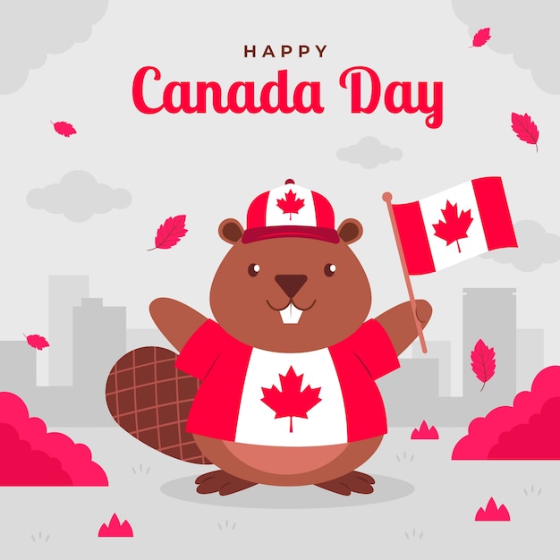 Vector flat illustration for canada day celebration