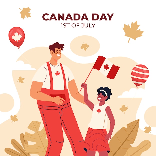 Vector flat illustration for canada day celebration