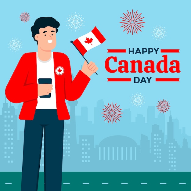 Vector flat illustration for canada day celebration