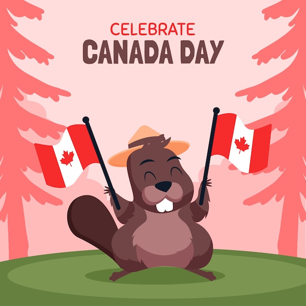 Vector flat illustration for canada day celebration