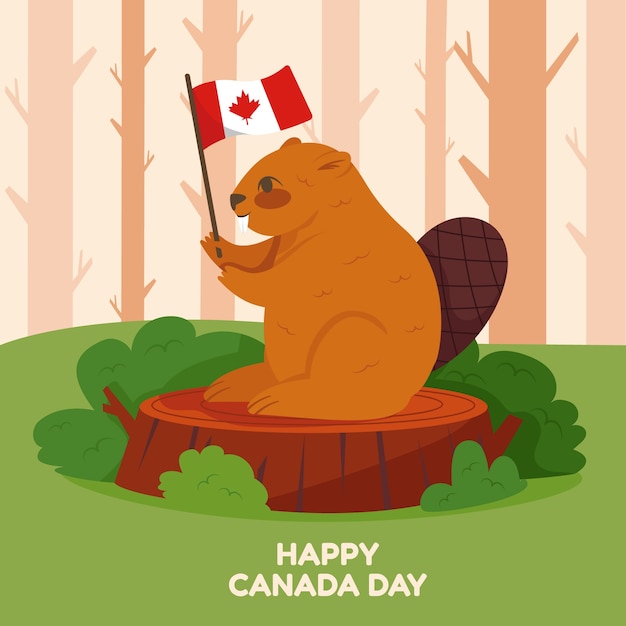 Flat illustration for canada day celebration