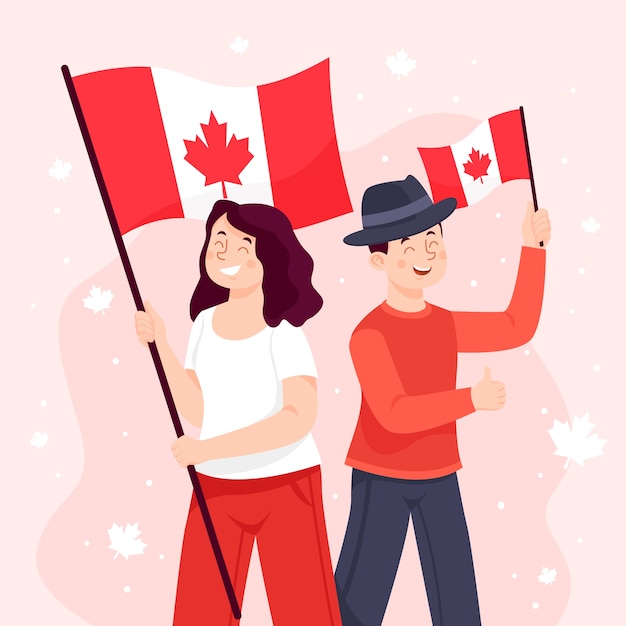 Vector flat illustration for canada day celebration