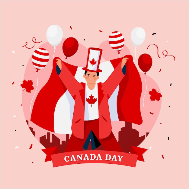 Flat illustration for canada day celebration