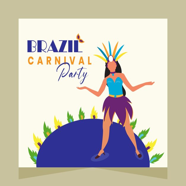 Flat Illustration of Carnival Party Social Media Post