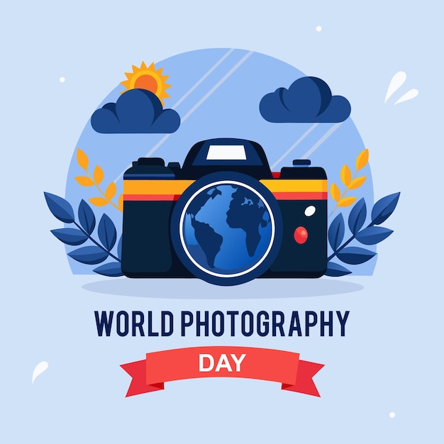 flat illustration celebrating world photography day