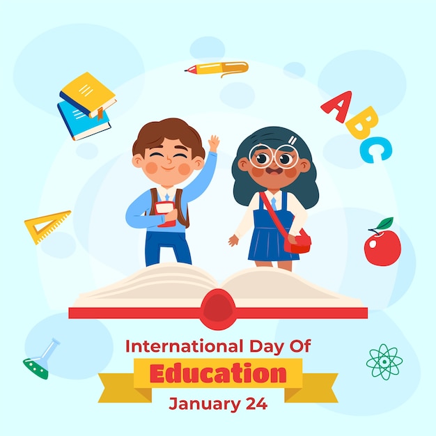 Flat illustration for celebration of international day of education