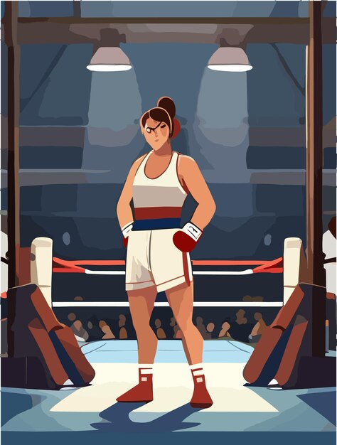 A flat illustration character of a boxer character