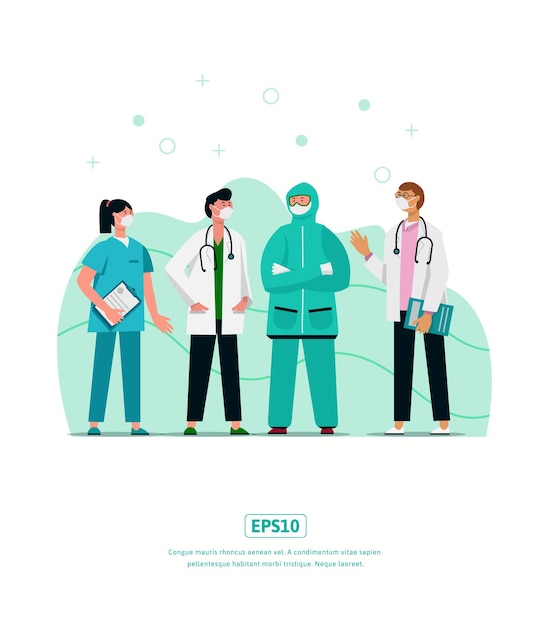 Flat illustration character with the medical outfit can be used for print, infographic, presentation