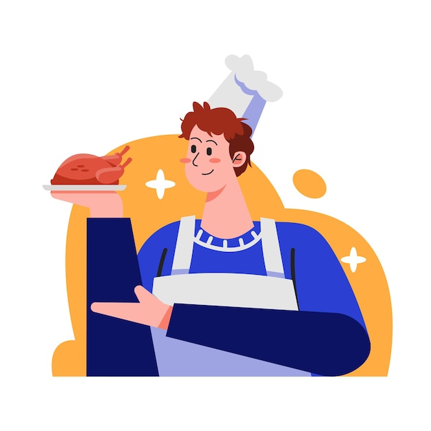 Vector flat illustration of a chef