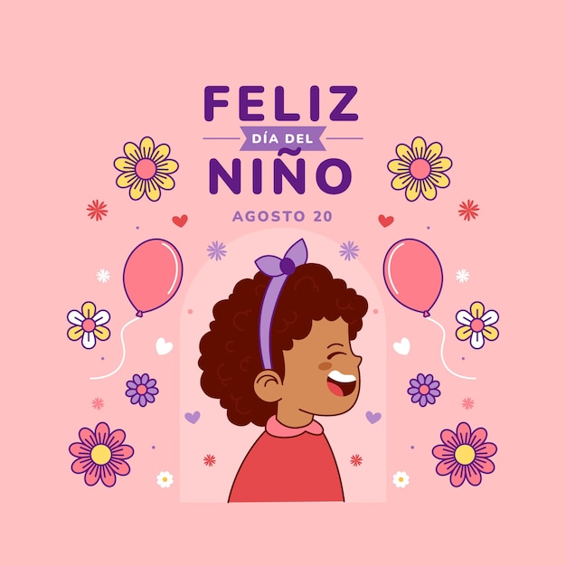 Flat illustration for children's day celebration in spanish