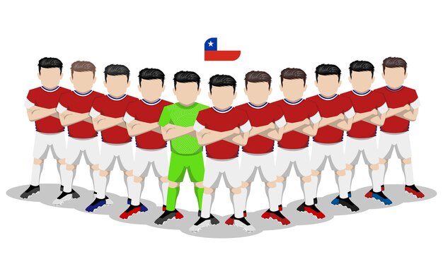 Flat illustration of chile national football team for south america competition